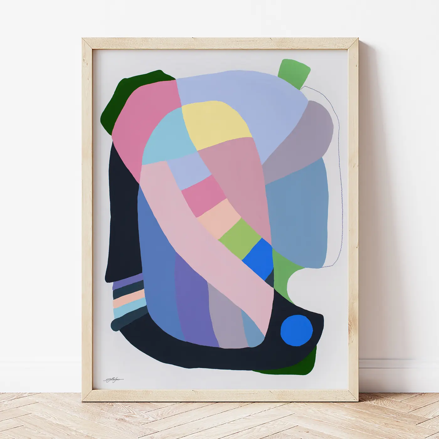 Art print with a watercolour abstract in pastel tones print