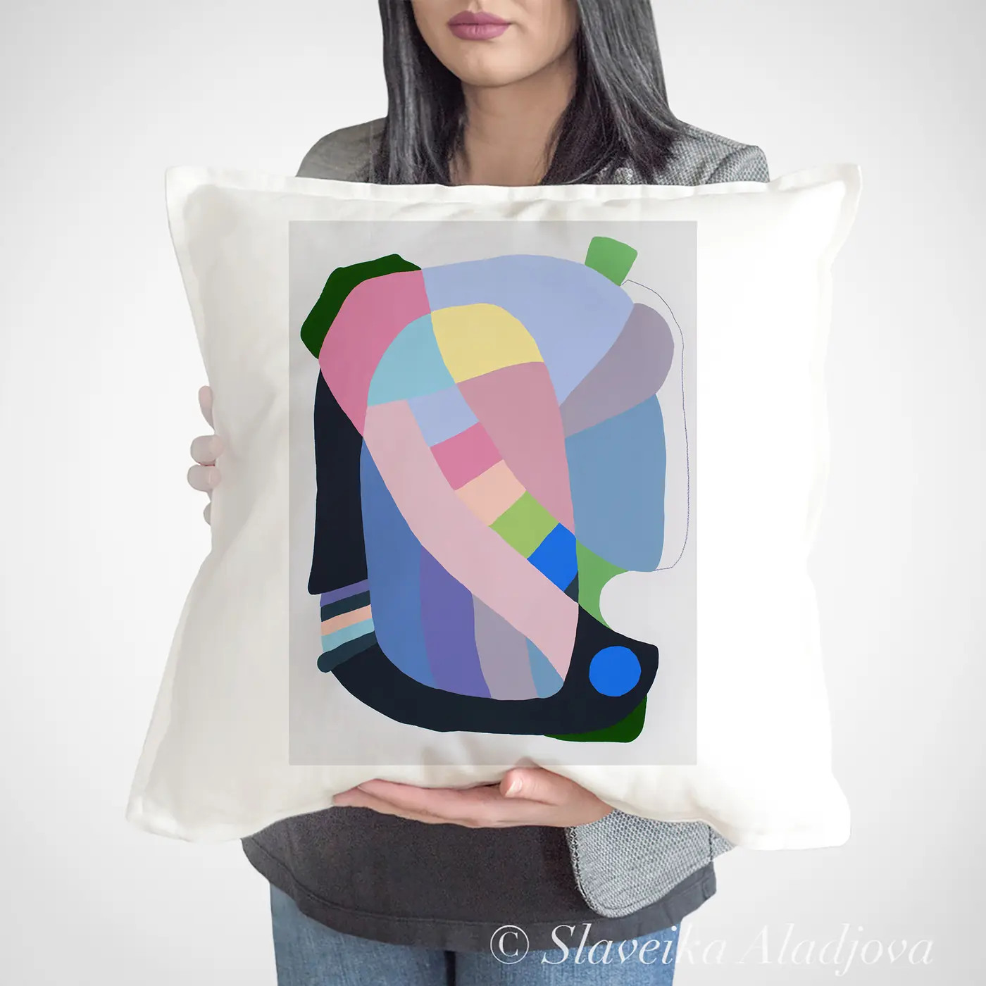 Cushion with a watercolour abstract in pastel tones print