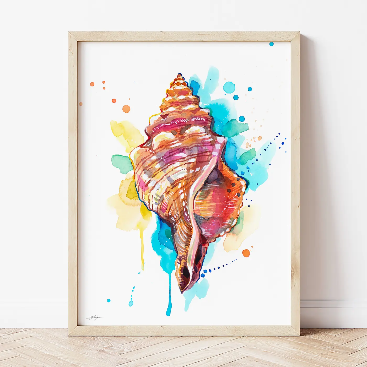 Art print with a watercolour seashell print
