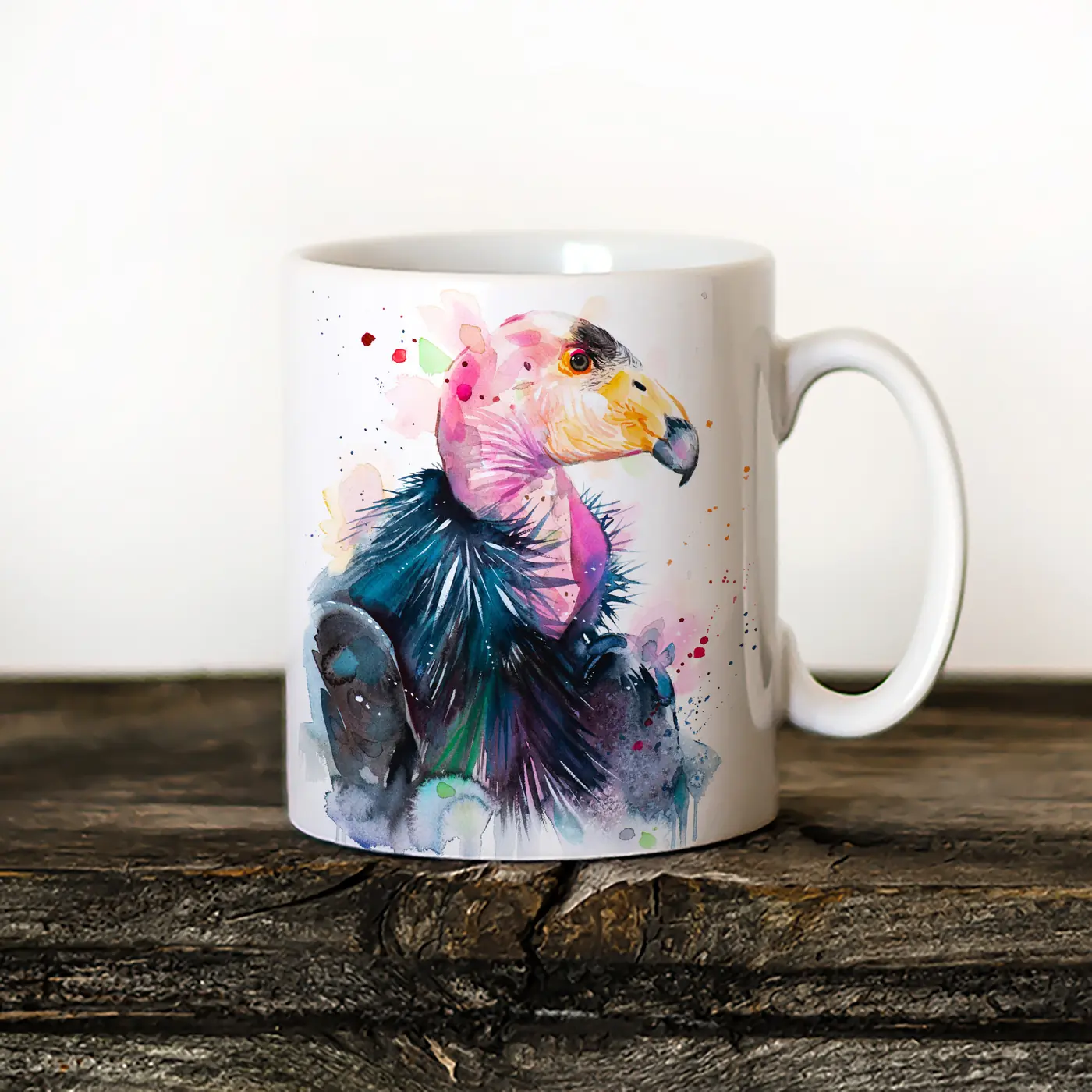 Ceramic mug with a watercolour california condor print