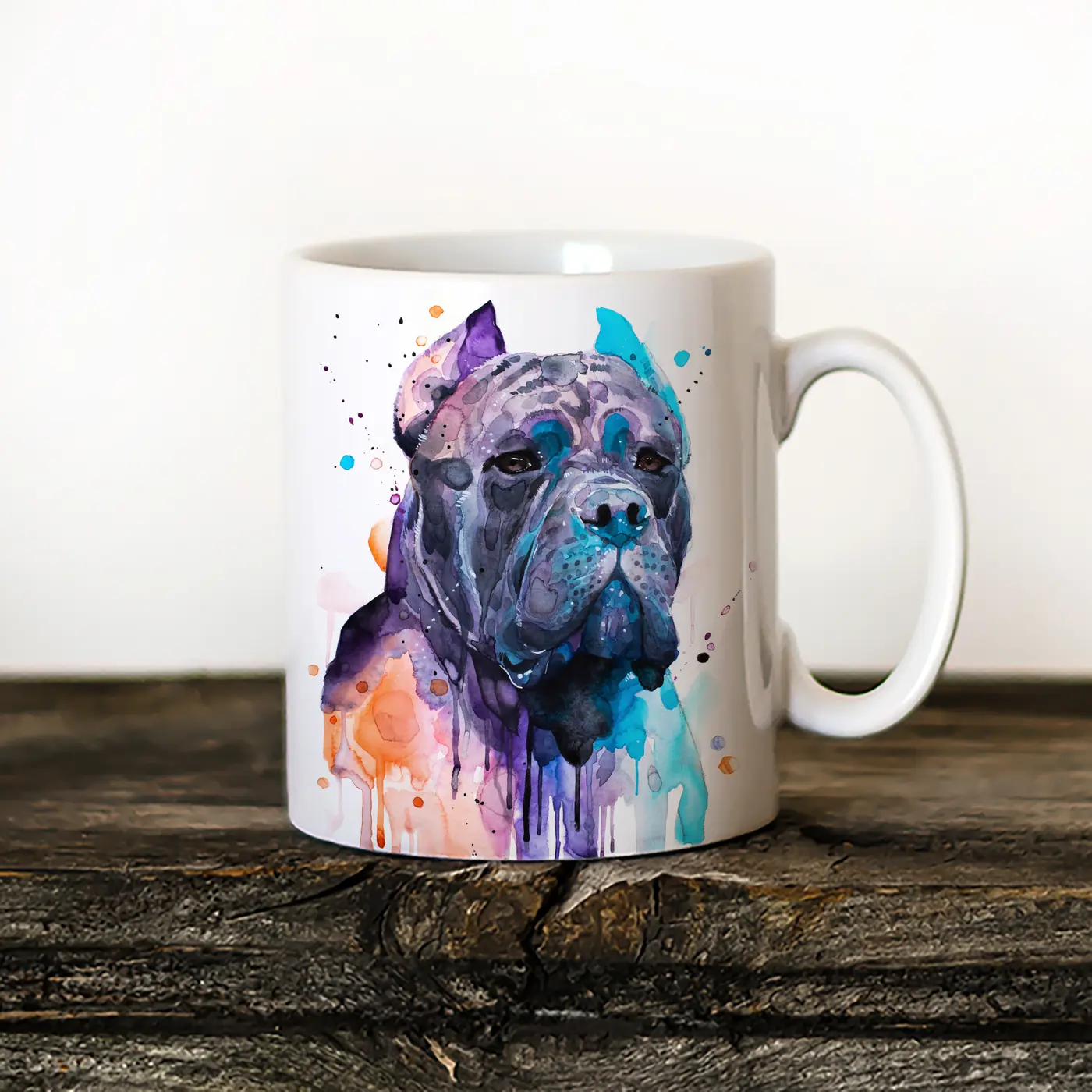 Ceramic mug with a watercolour cane corso print