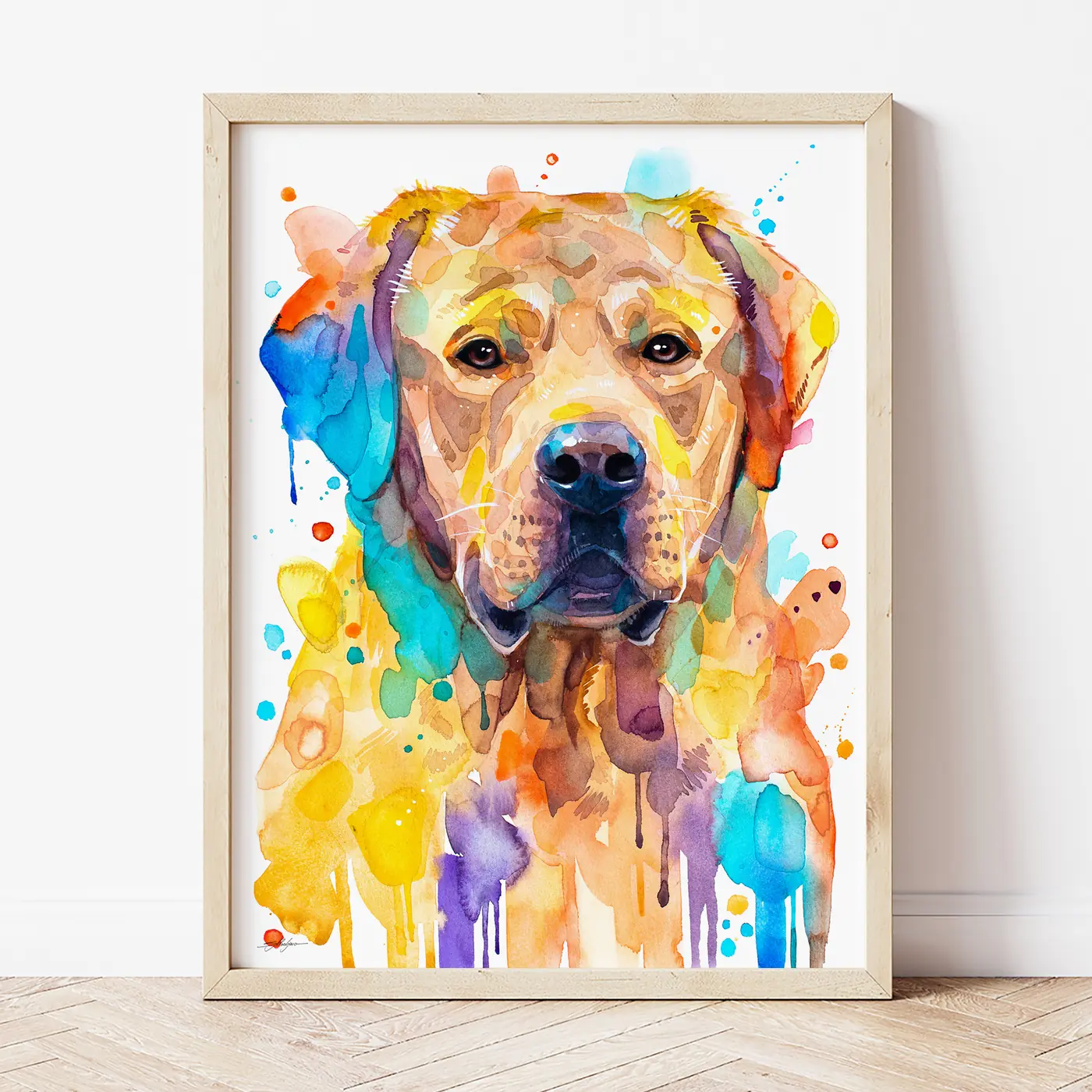 Art print with a watercolour labrador retriever print