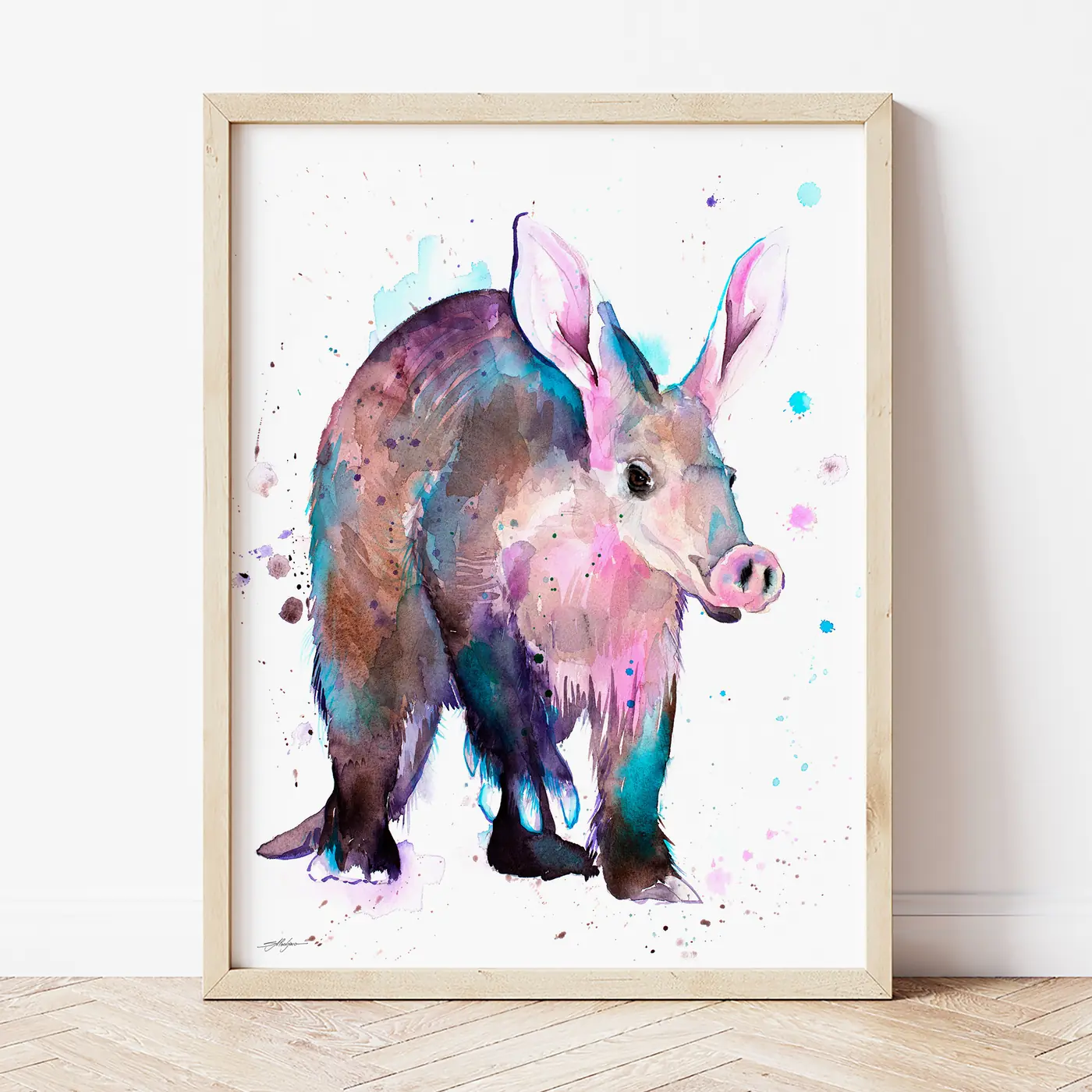 Art print with a watercolour anteater print