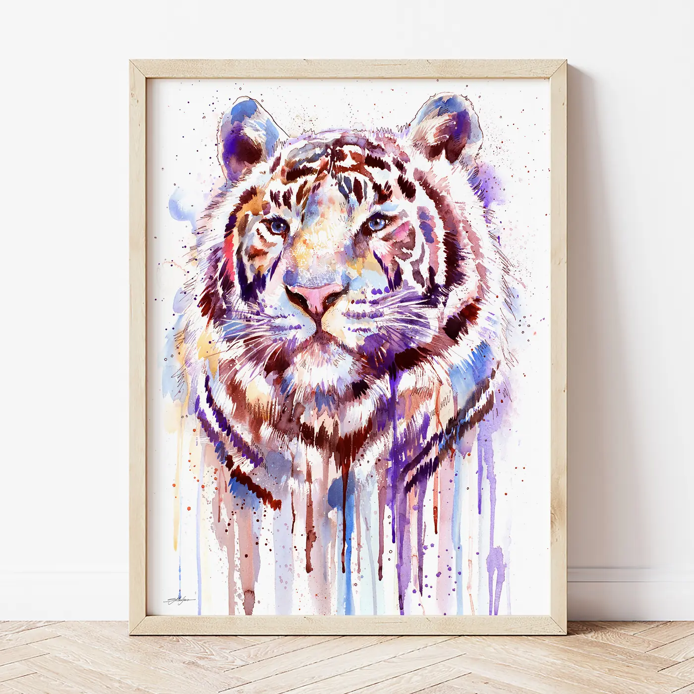 Art print with a watercolour tiger print