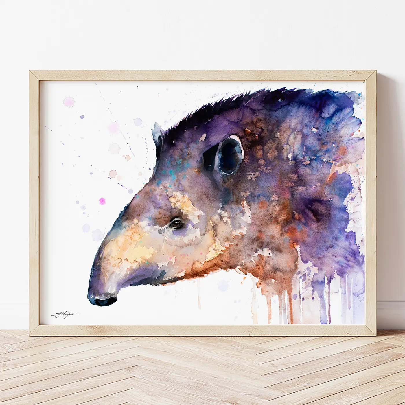 Art print with a watercolour tapir print
