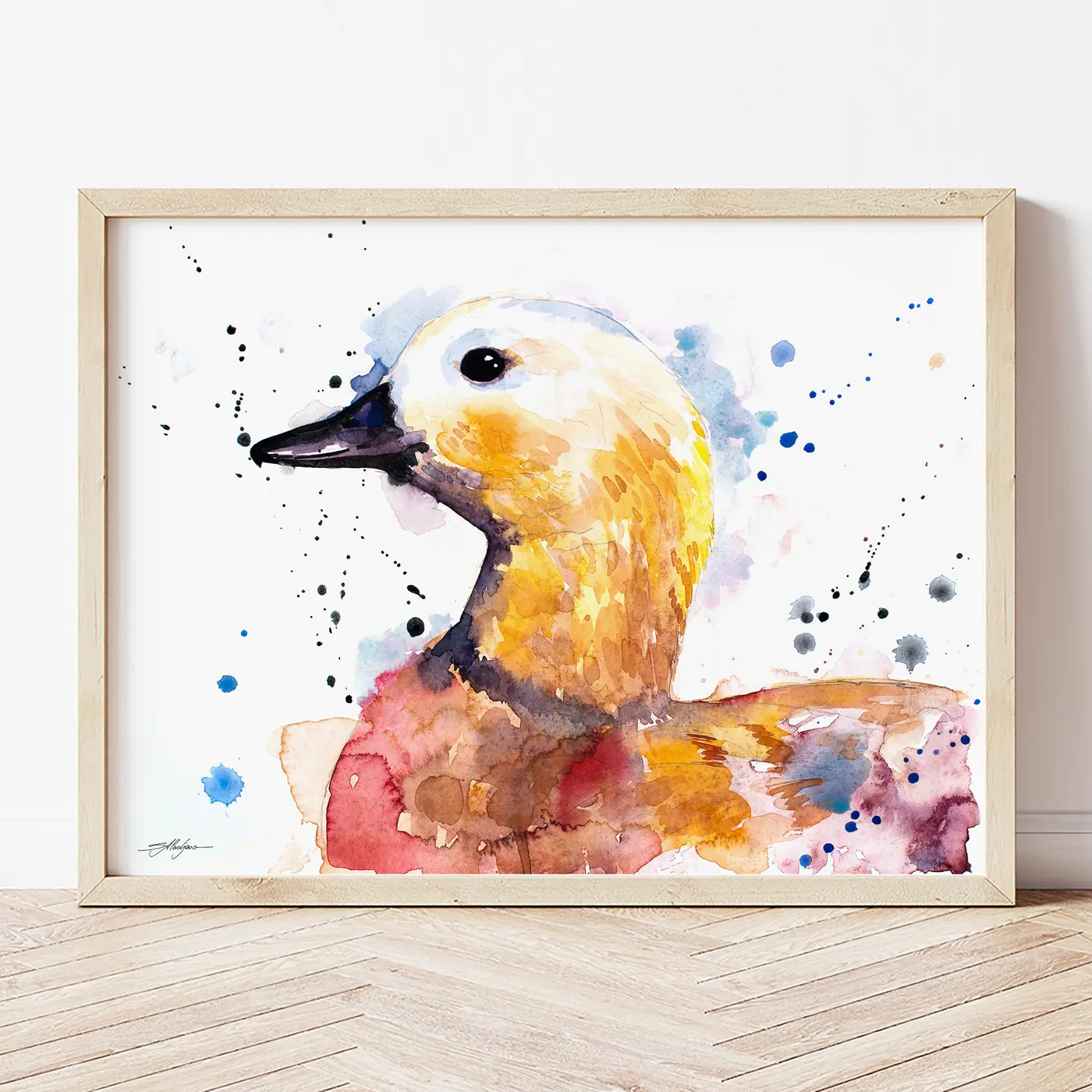 Art print with a watercolour ruddy shelduck print