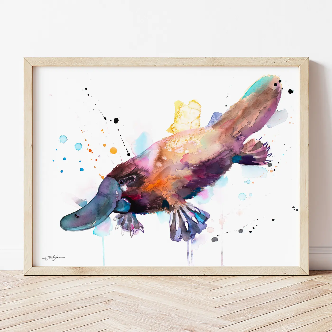 Art print with a watercolour platypus print