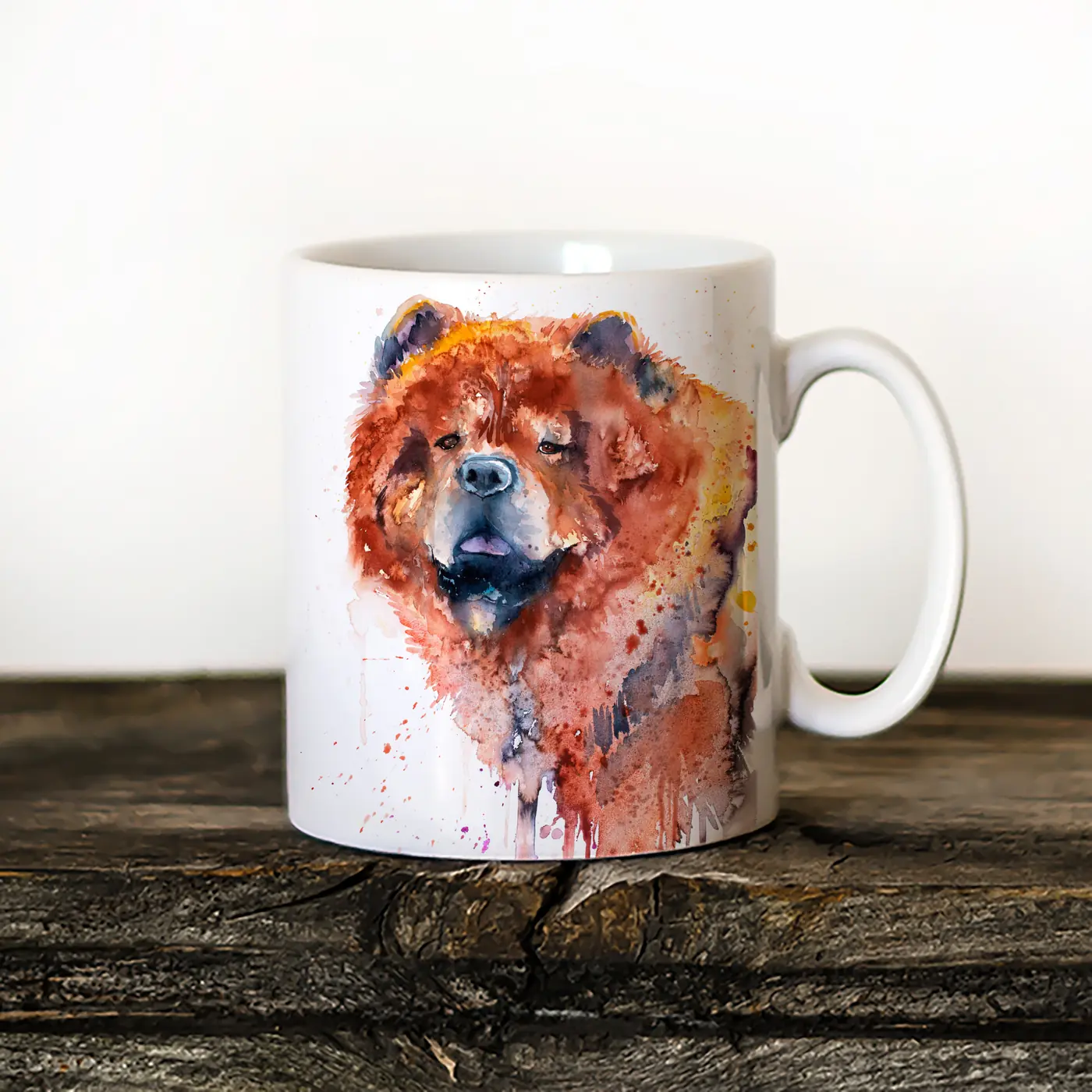 Ceramic mug with a watercolour chow chow print