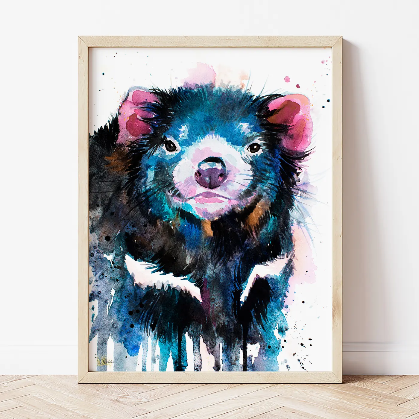 Art print with a watercolour tasmanian devil print