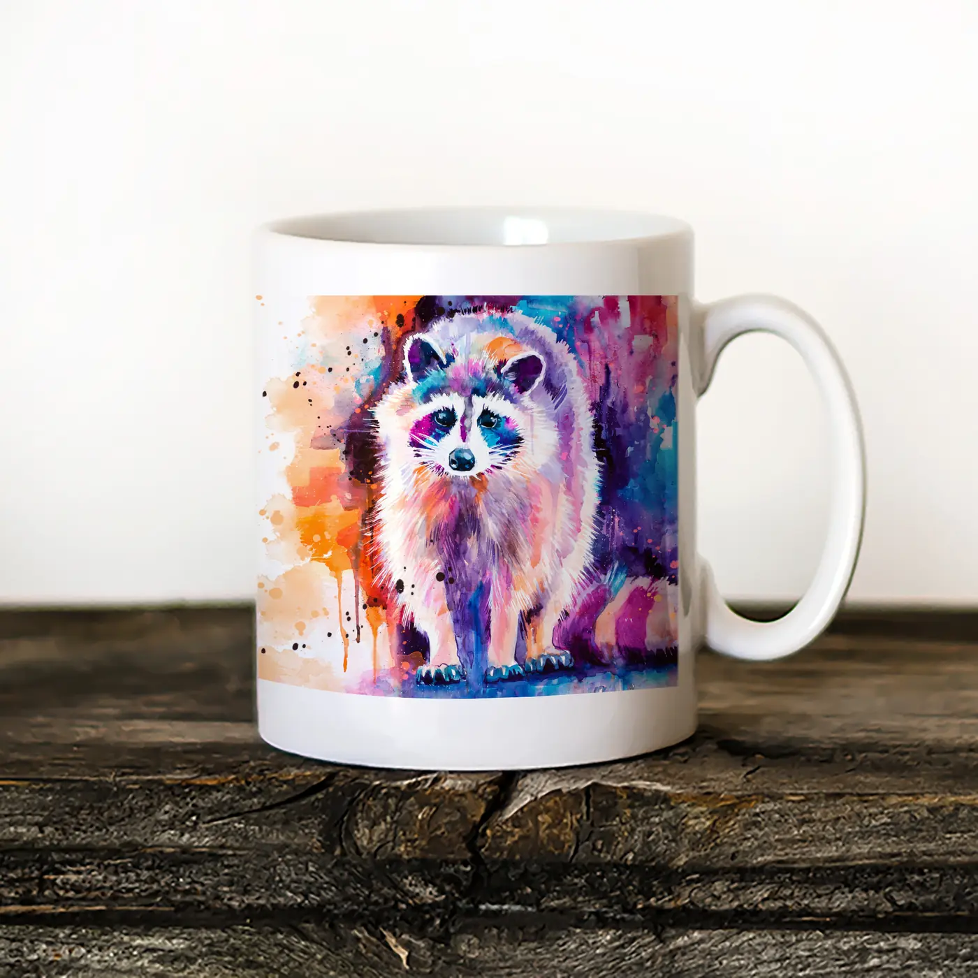Ceramic mug with a watercolour elephant in colour print