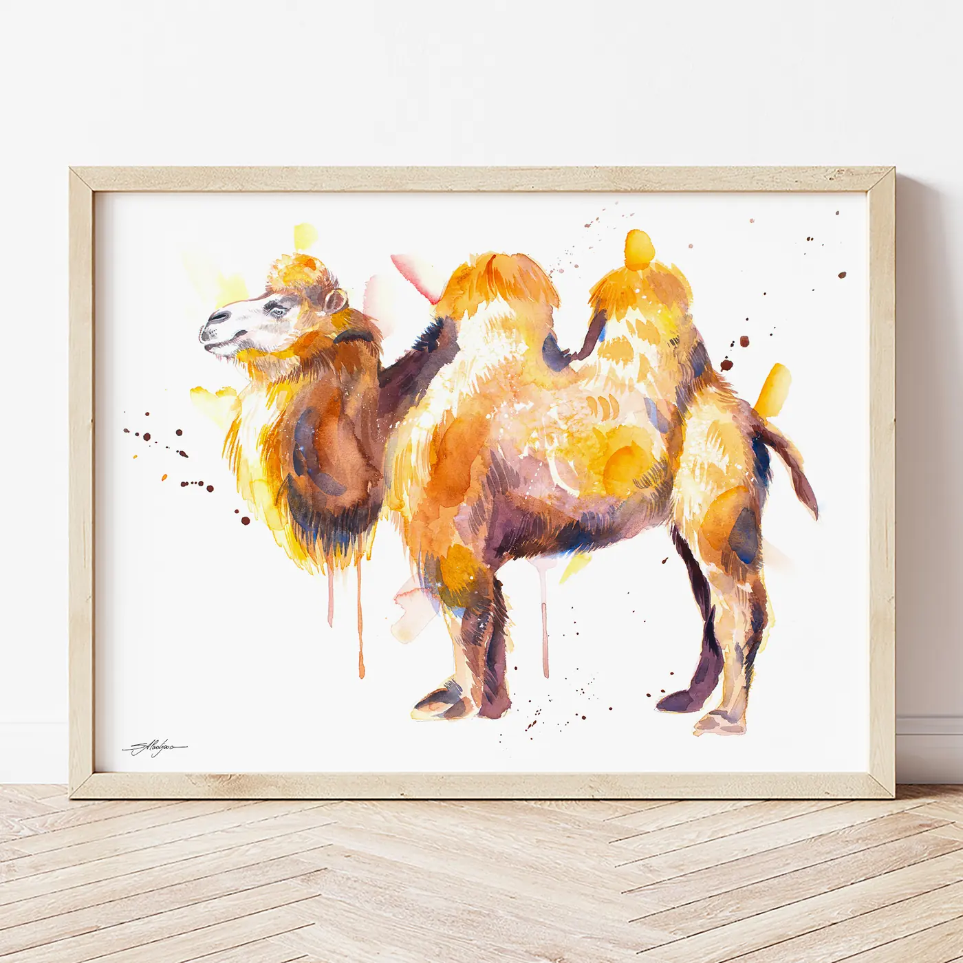 Art print with a watercolour camel print